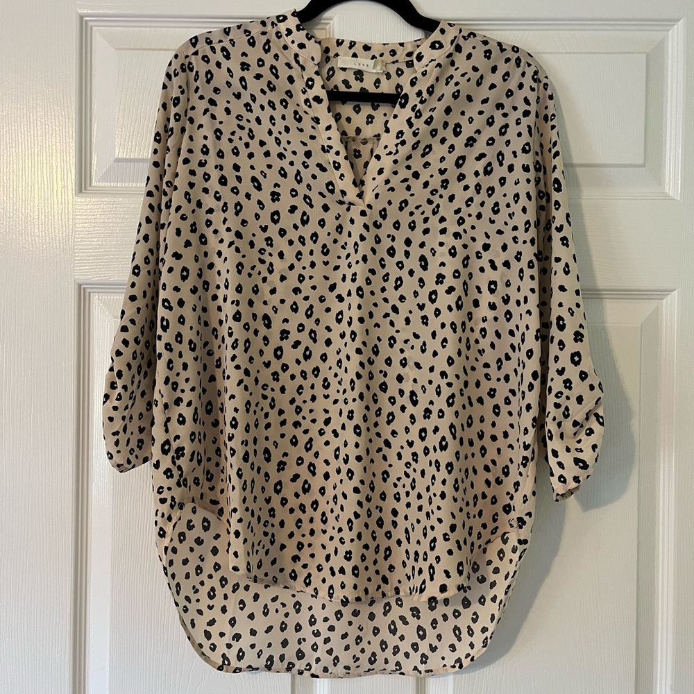 Lush Beige and Black Patterned Blouse